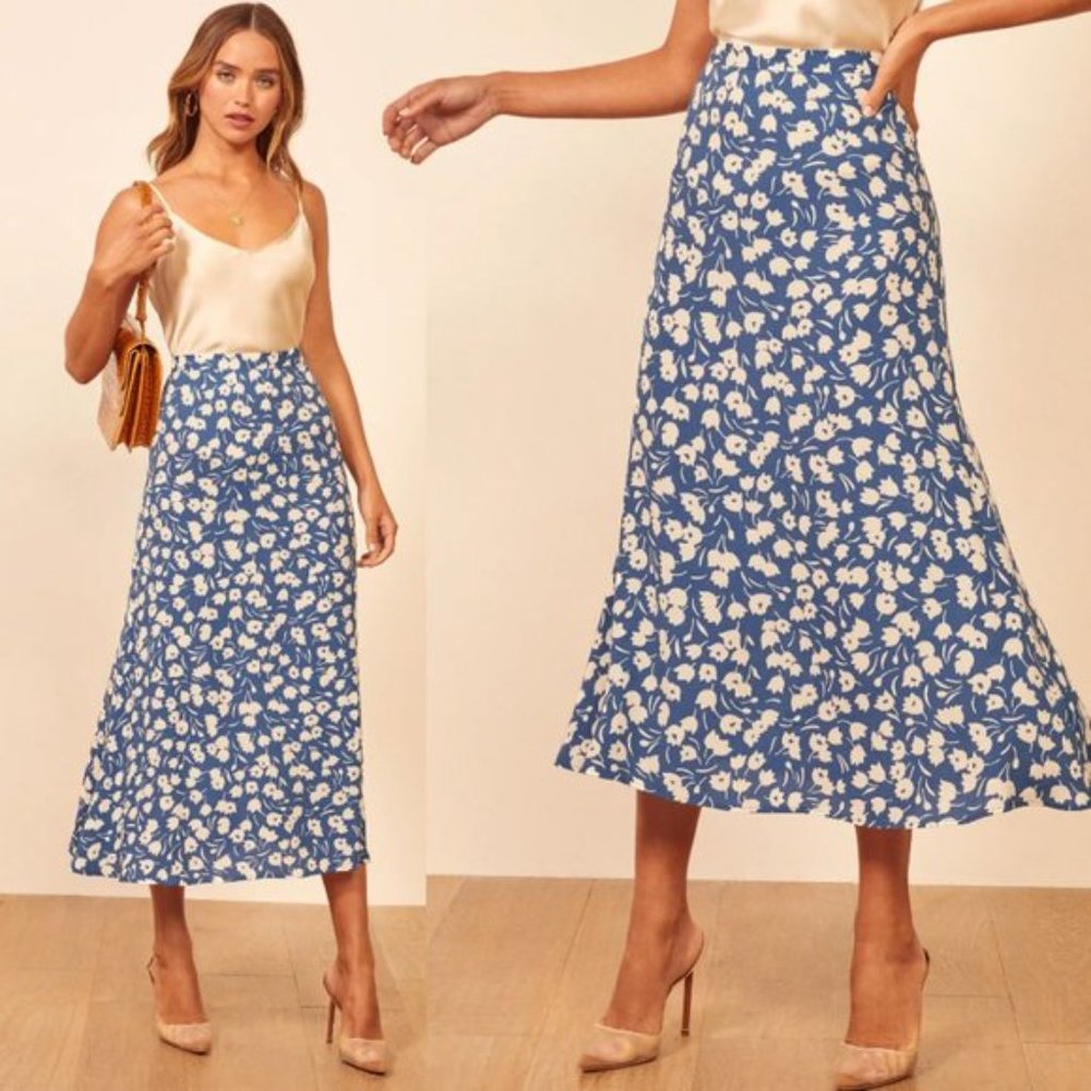 Reformation Bea Midi Skirt - Tuli Blue Size 6